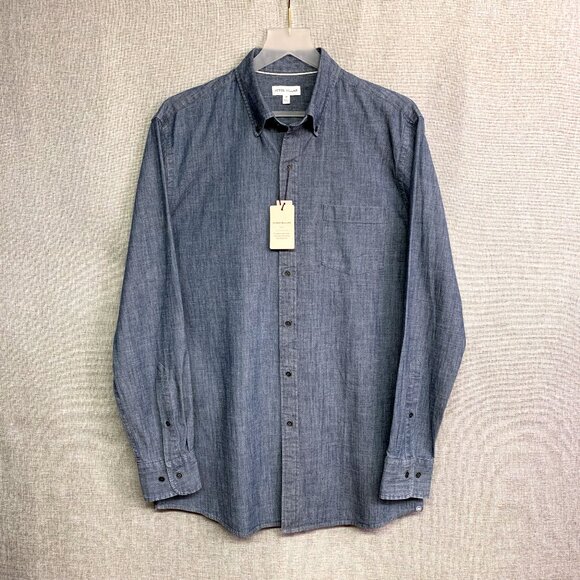 Peter Millar Tamworth Chambray Cotton Sport Shirt Color Indigo - NWT - Picture 1 of 6